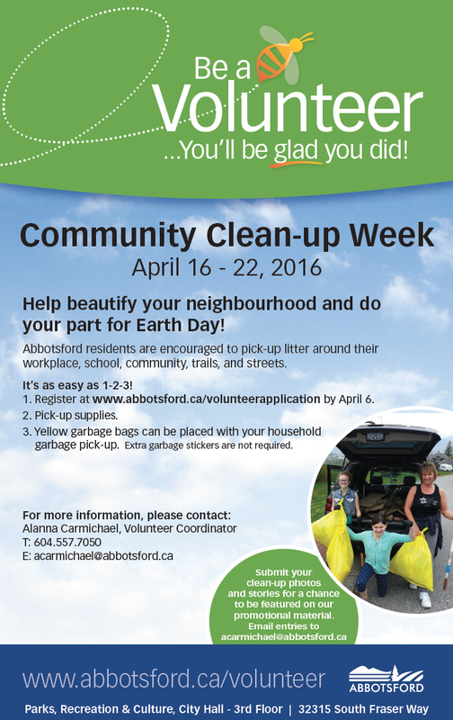 Volunteer Coordinator City of Abbotsford Community Clean up week 