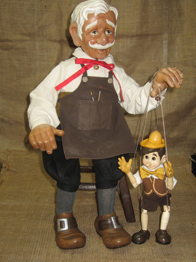 Pinocchio Marionette and Geppetto dolls